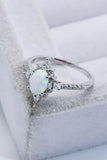 Platinum-Plated Opal and Zircon Ring - Trendsi