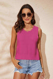 Buttoned Cutout Ribbed Trim Knit Tank - Trendsi - Flyclothing LLC