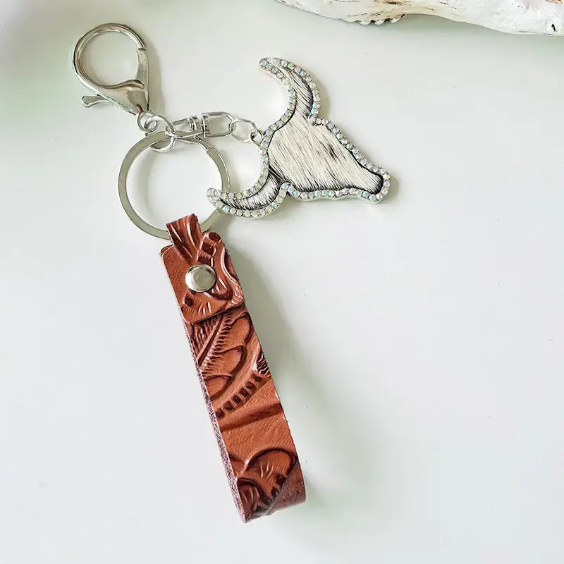 Rhinestone Bull Keychain - Trendsi - Flyclothing LLC
