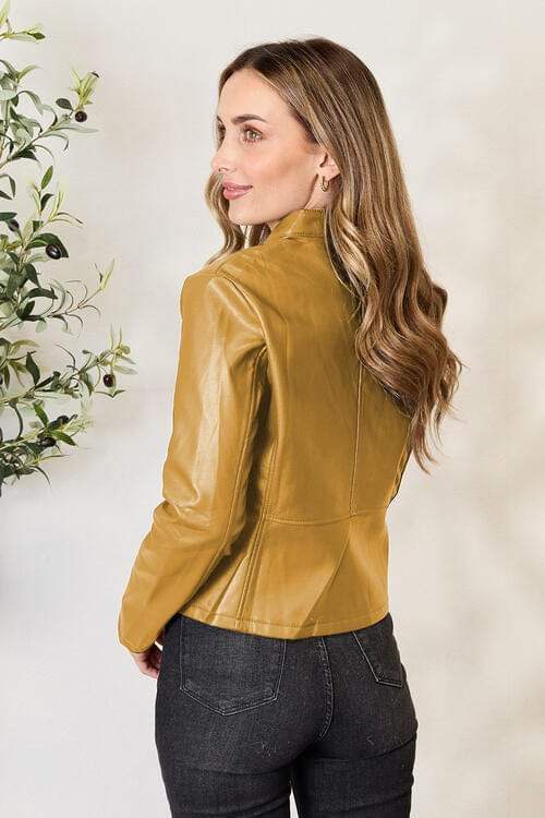 Mock Neck Zip Up Jacket - Trendsi - Flyclothing LLC