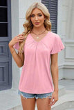 V-Neck Flutter Sleeve T-Shirt - Trendsi - Flyclothing LLC