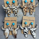 Bull Shape Turquoise Dangle Earrings - Trendsi - Flyclothing LLC