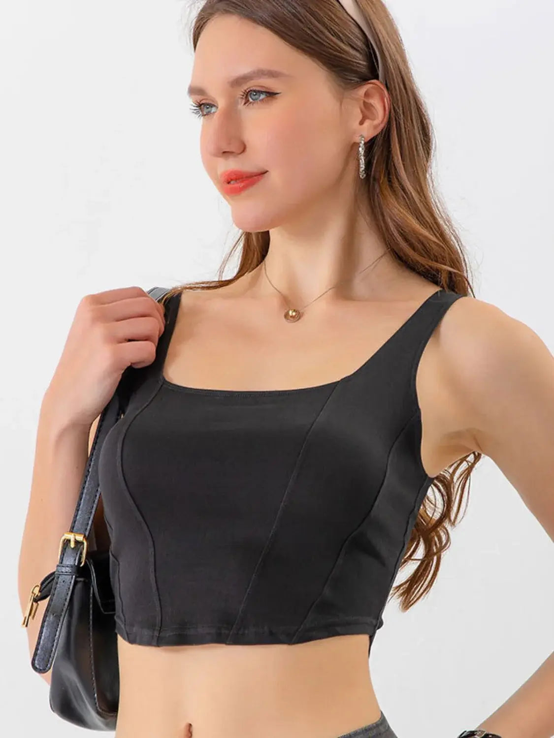 Seam Detail Cropped Denim Tank - Trendsi - Flyclothing LLC