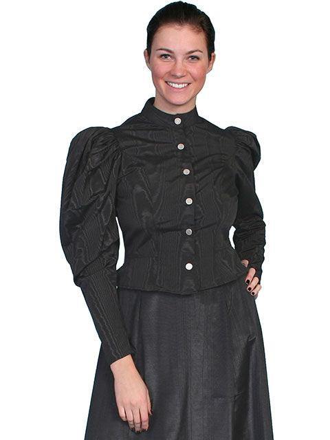 Scully BLACK MOIRE TIE BACK BLOUSE - Scully Leather