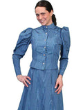 Scully BLUE MOIRE TIE BACK BLOUSE - Scully Leather - Flyclothing LLC
