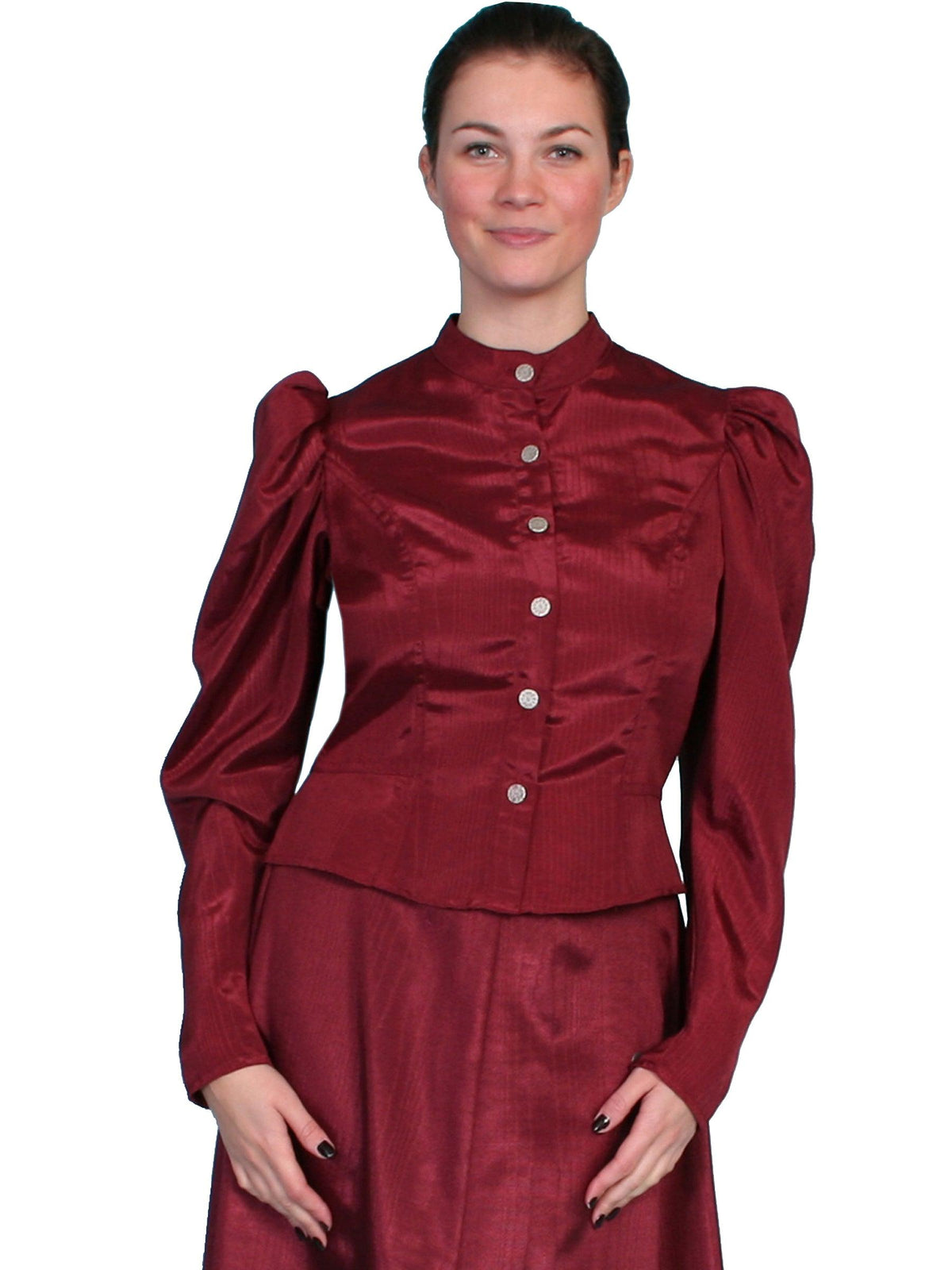 Scully BURGUNDY MOIRE TIE BACK BLOUSE - Flyclothing LLC