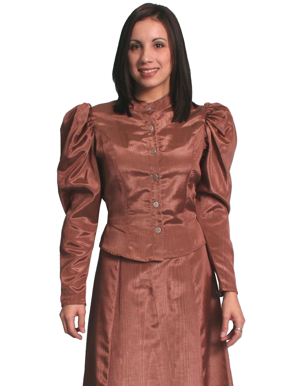 Scully CHOCOLATE MOIRE TIE BACK BLOUSE - Scully Leather
