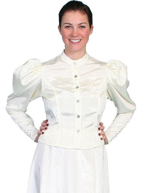 Scully NATURAL MOIRE TIE BACK BLOUSE - Scully Leather