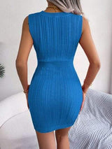 Cable-Knit Round Neck Sleeveless Sweater Dress - Trendsi - Flyclothing LLC