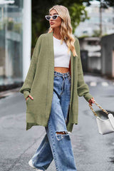 Open Front Dropped Shoulder Longline Cardigan - Trendsi - Flyclothing LLC