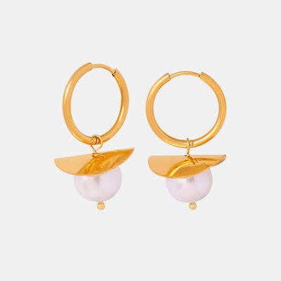 18K Gold-Plated Bead Dangle Earrings - Trendsi