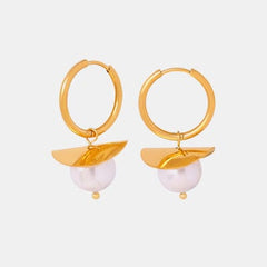 18K Gold-Plated Bead Dangle Earrings - Trendsi