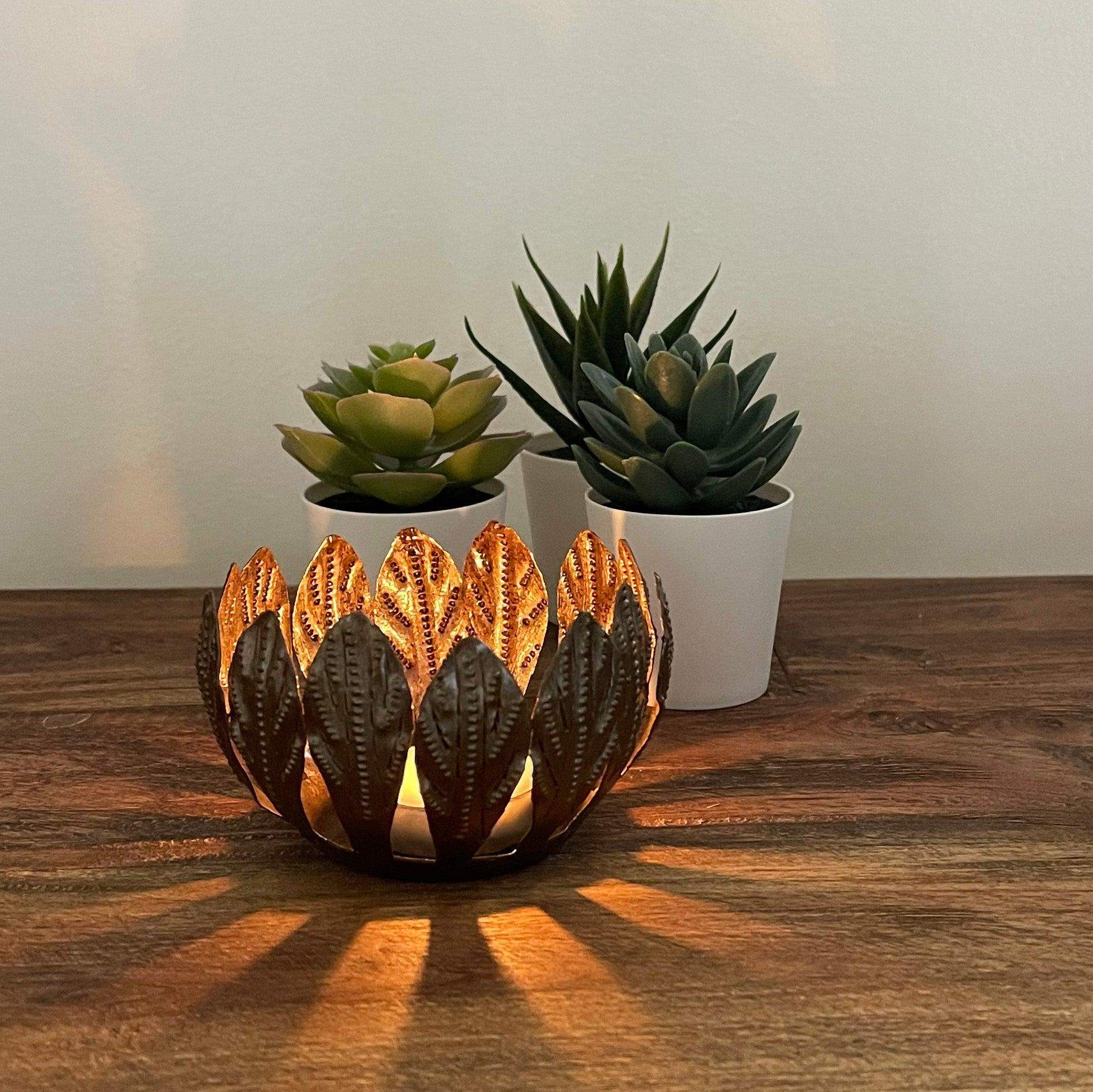 Decorative Drum Art Bowl or Votive, Mango Leaf - Haitian Artisans - Flyclothing LLC