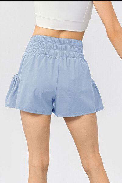Elastic Waist Pocketed Active Shorts - Trendsi