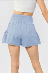 Elastic Waist Pocketed Active Shorts - Trendsi - Flyclothing LLC