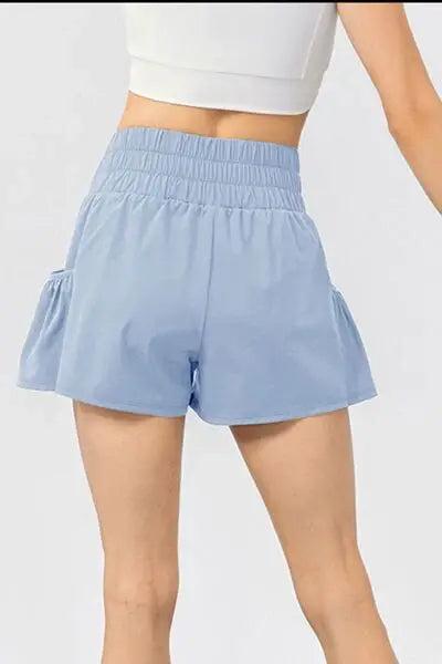 Elastic Waist Pocketed Active Shorts - Trendsi - Flyclothing LLC