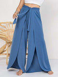 Plus Size Tied Slit Wide Leg Pants - Trendsi - Flyclothing LLC