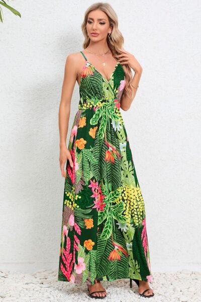 Printed Surplice Maxi Cami Dress - Trendsi