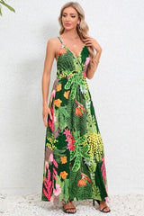 Printed Surplice Maxi Cami Dress - Trendsi