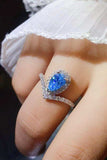 1 Carat Pear Shape Moissanite Heart Ring - Trendsi