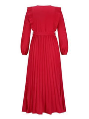 Pleated Surplice Tie Waist Maxi Dress - Trendsi