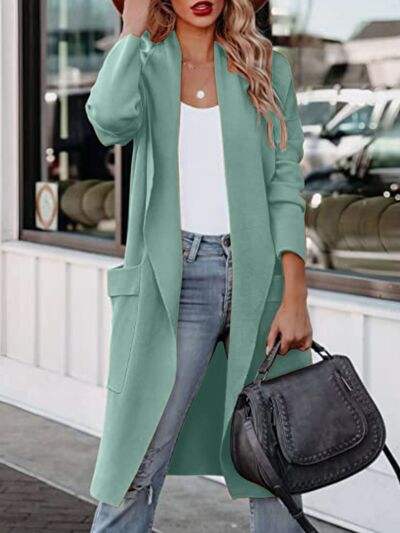 Open Front Dropped Shoulder Outerwear - Trendsi - Flyclothing LLC