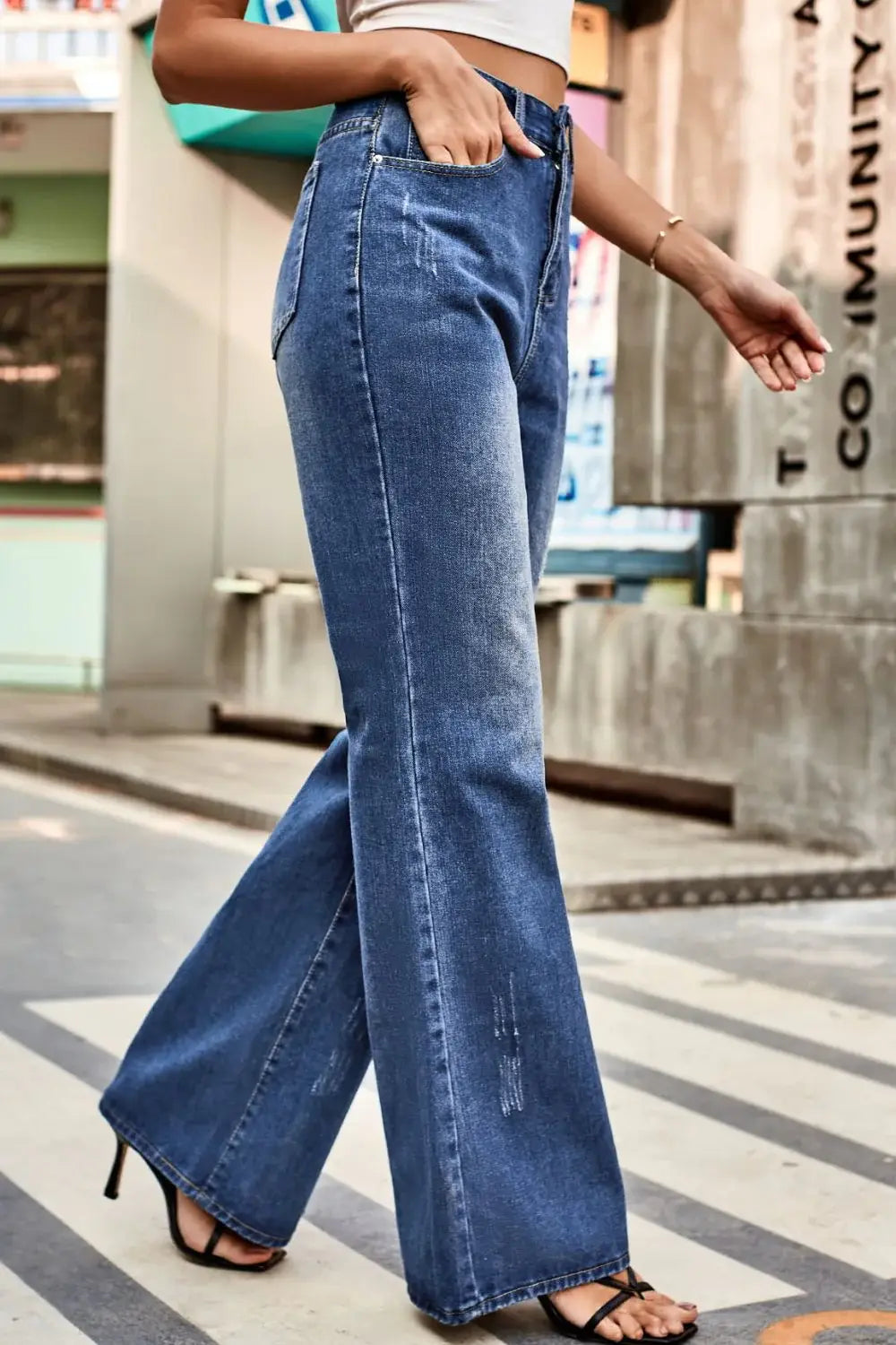Buttoned Loose Fit Jeans with Pockets - Trendsi - Flyclothing LLC