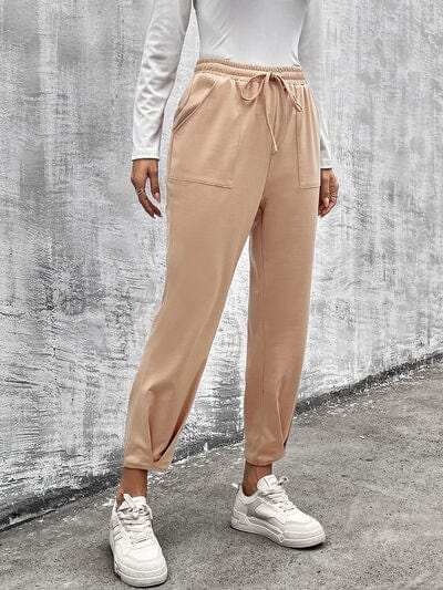 Drawstring Straight Pants with Pockets - Trendsi - Flyclothing LLC