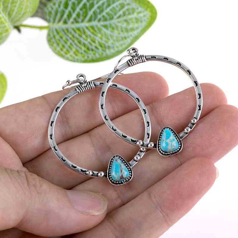 Artificial Turquoise Drop Earrings - Trendsi - Flyclothing LLC