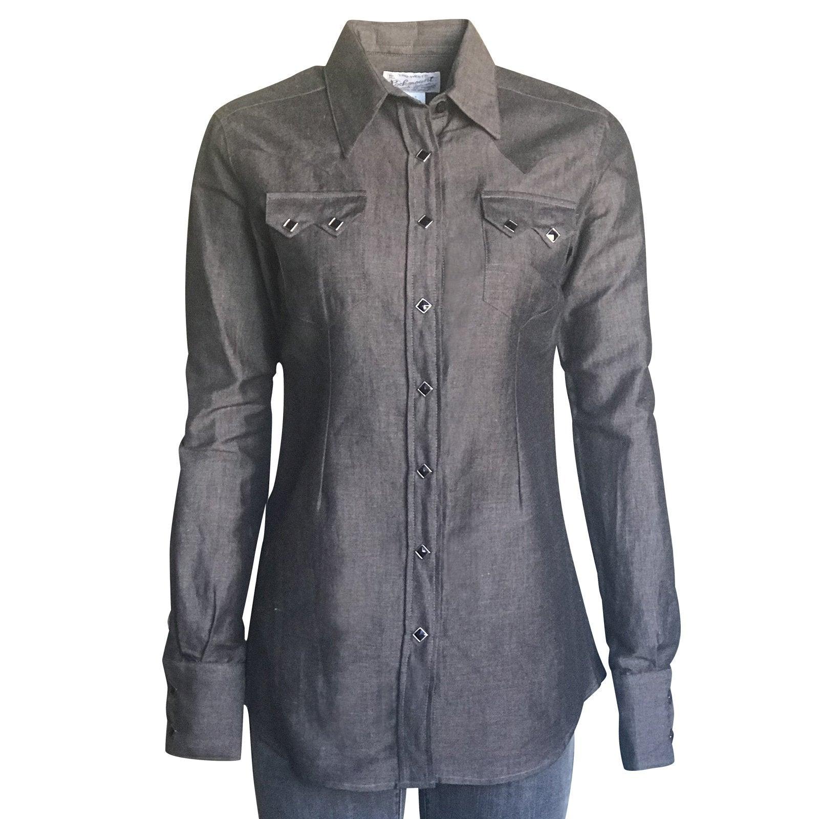 Rockmount Ranch Wear Womens Extra Fine Black Chambray Western Shirt - Flyclothing LLC