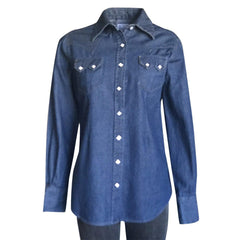Rockmount Ranch Wear Womens Classic Stonewash Denim Sawtooth Western Shirt - Flyclothing LLC
