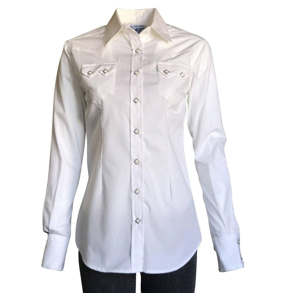 Rockmount Ranch Wear Womens White Sawtooth Pocket Western Shirt - Flyclothing LLC