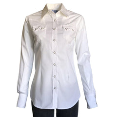 Rockmount Ranch Wear Womens White Sawtooth Pocket Western Shirt - Rockmount Clothing