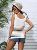 Striped V-Neck Knit Tank - Trendsi - Flyclothing LLC