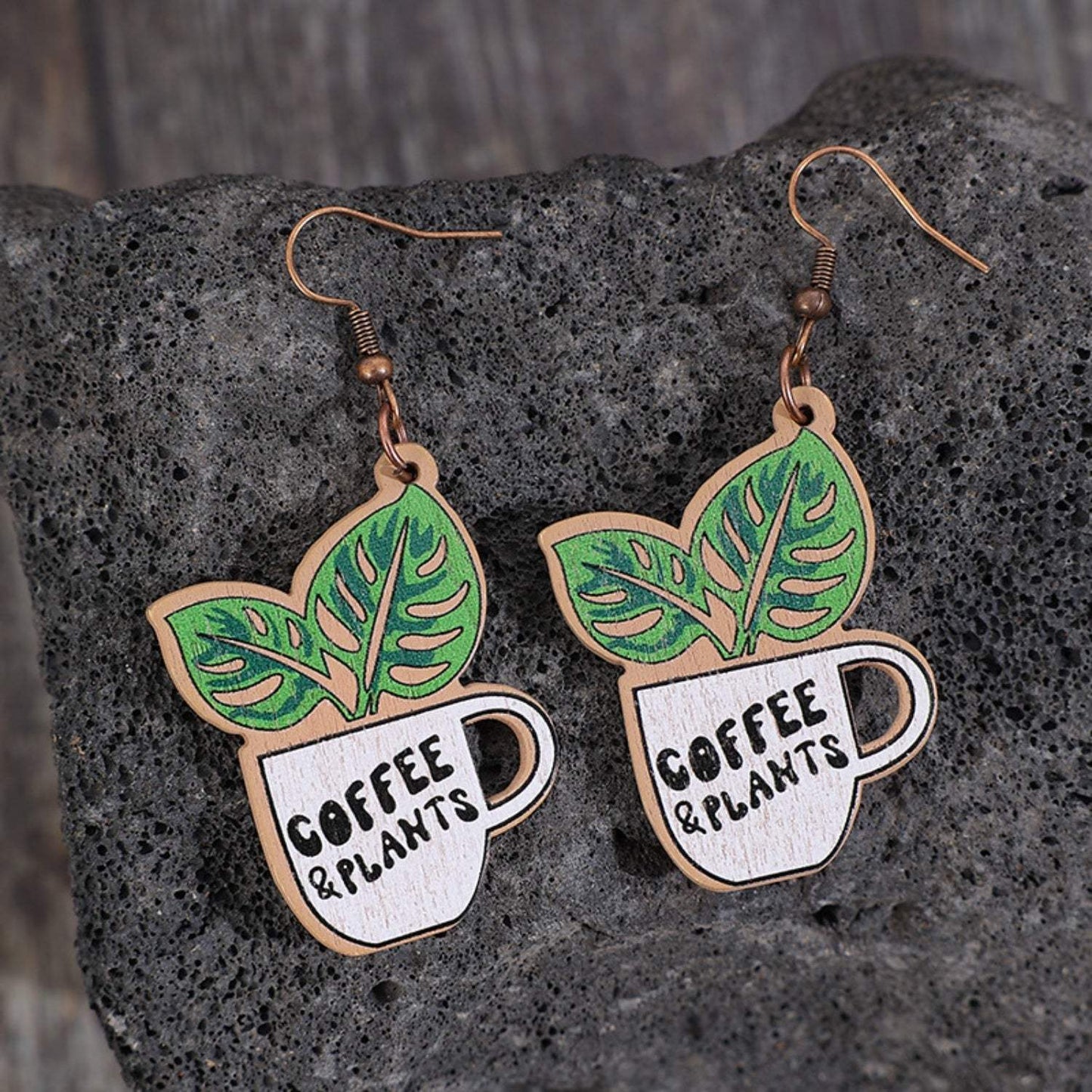 Wooden Alloy Dangle Earrings - Trendsi - Flyclothing LLC