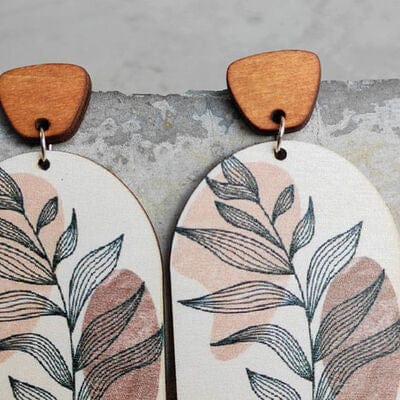 Geometrical Shape Wooden Drop Earrings - Trendsi