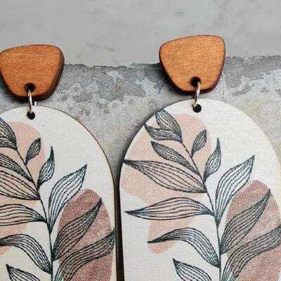Geometrical Shape Wooden Drop Earrings - Trendsi - Flyclothing LLC