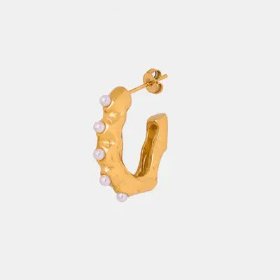Synthetic Pearl 18K Gold-Plated Earrings - Trendsi - Flyclothing LLC