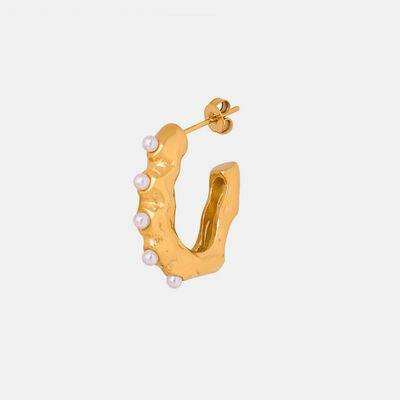 Synthetic Pearl 18K Gold-Plated Earrings - Trendsi - Flyclothing LLC