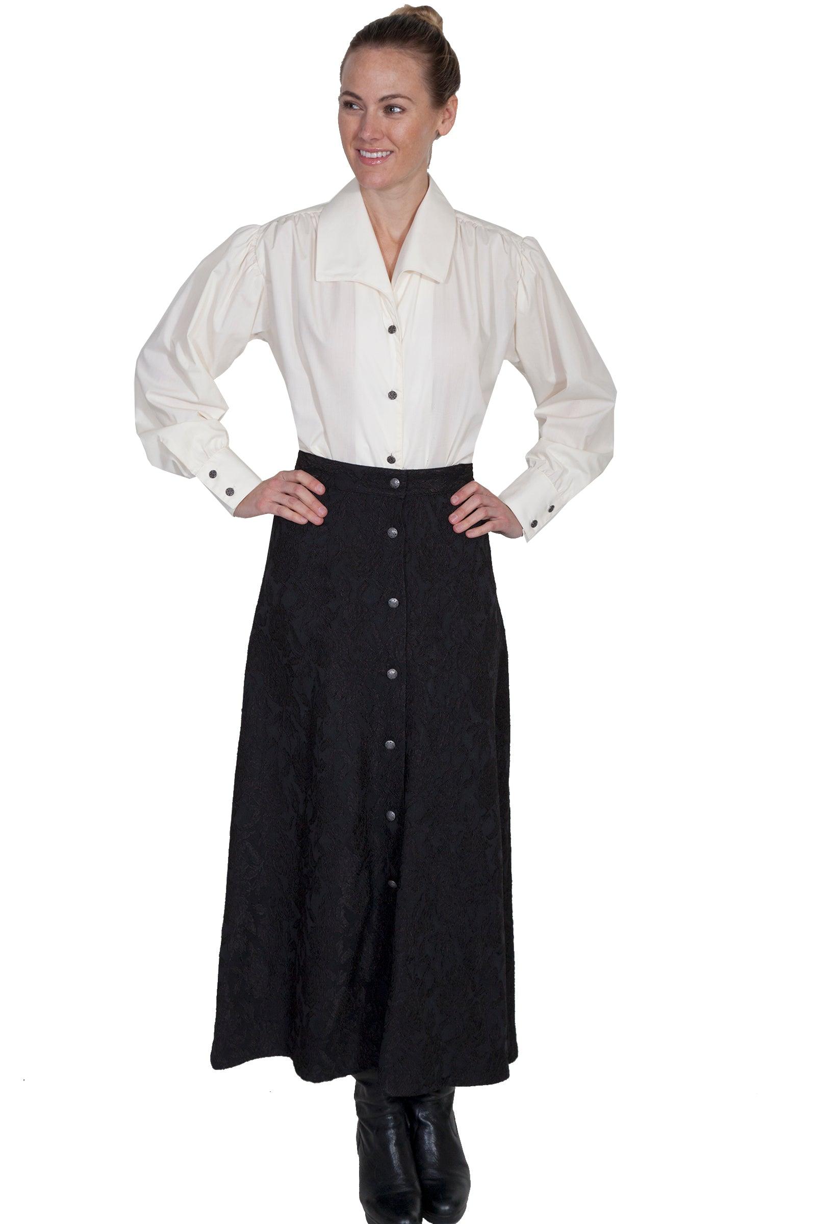 Scully BLACK BUTTON FRONT SKIRT - Flyclothing LLC