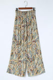 Printed Smocked Waist Wide Leg Pants - Trendsi