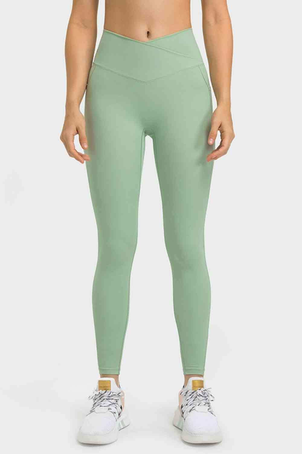 V-Waist Yoga Leggings with Pockets - Trendsi - Flyclothing LLC