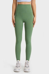 Feel Like Skin Elastic Waistband Yoga Leggings - Trendsi - Flyclothing LLC