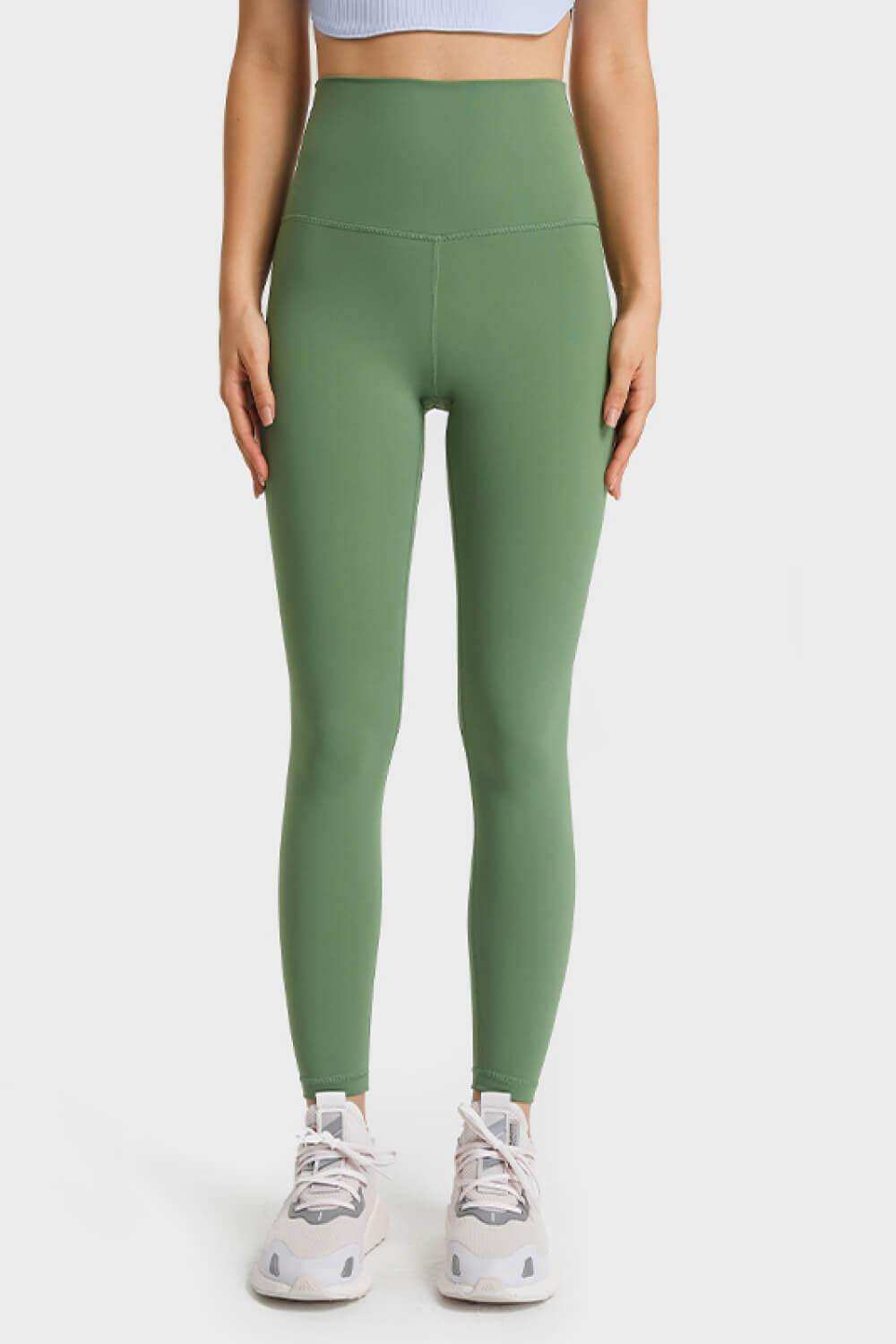 Feel Like Skin Elastic Waistband Yoga Leggings - Trendsi - Flyclothing LLC