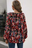 Floral Print Balloon Sleeve Ruched Blouse - Trendsi - Flyclothing LLC