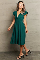 Tied Smocked Waist Flutter Sleeve Dress - Trendsi - Flyclothing LLC