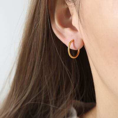 18K Gold-Plated Huggie Earrings - Trendsi - Flyclothing LLC