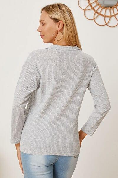 Collared Neck Dropped Shoulder T-Shirt - Trendsi