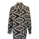 Rockmount Clothing Women's Premium Flannel Chenille Jacquard Western Shirt in Black & Brown - Rockmount Clothing - Flyclothing LLC