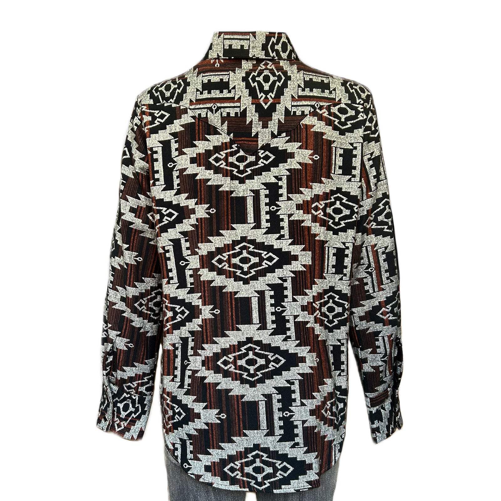 Rockmount Clothing Women's Premium Flannel Chenille Jacquard Western Shirt in Black & Brown - Rockmount Clothing - Flyclothing LLC